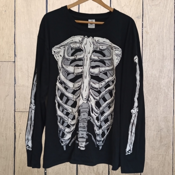 Spirit Other - ☃️ SALE ☃️ Spirit Halloween Men's Skeleton Black Long Sleeve T-shirt 100% cotton